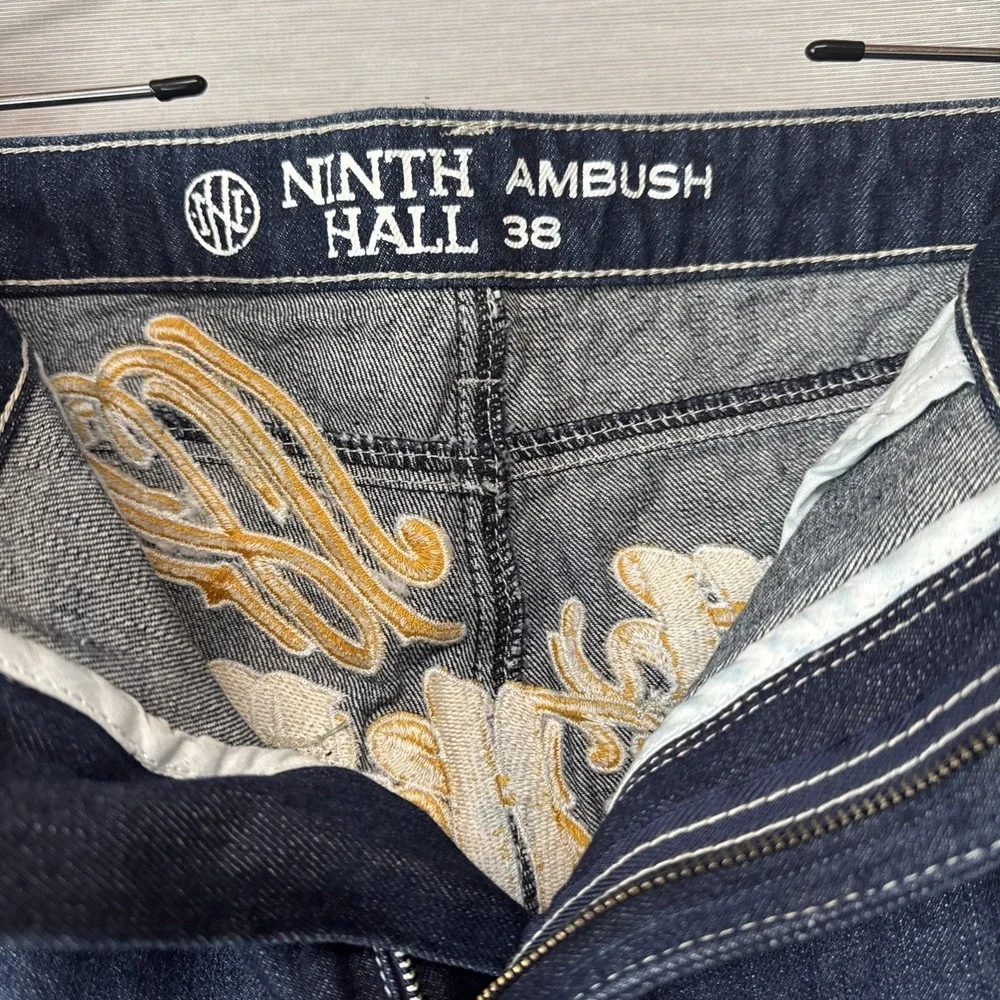 NINTH HALL AMBUSH Jeans Mens Size 38 Dragon Embroidered Baggy Wide Leg